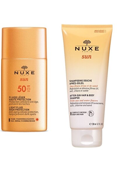 Nuxe كريم الوجه الواقي من الشمس SPF 50 - 50 مل، شامبو للشعر والجسم بعد التعرض...