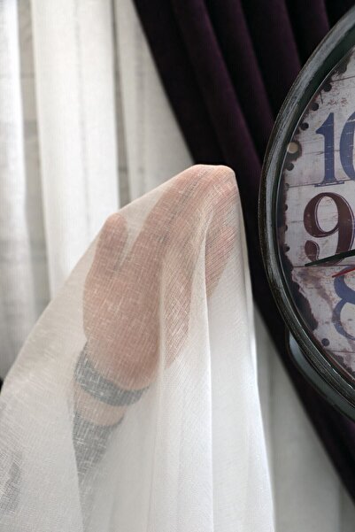 Taç Ecru Natural Linen Tulle Curtain - 1/3 Tight Pleat Dreamer