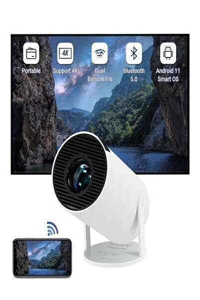 DEANB Dahili WiFi & Bluetooth 4K Projeksiyon | Netflix, YouTube, 1280x720P Full HD Android Sinema Sistemi