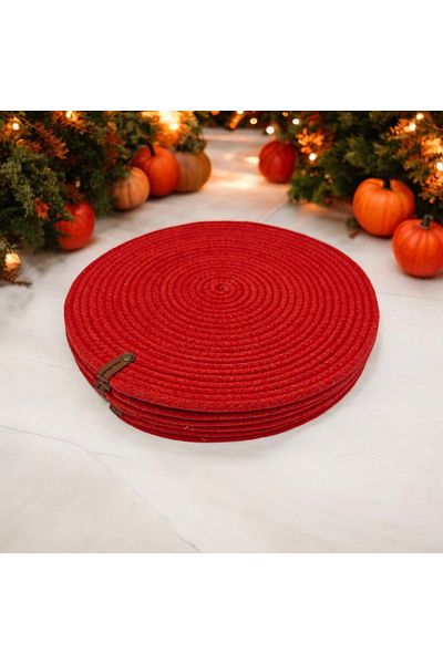 Essme Collection 6 Red Jute Plates / American Service