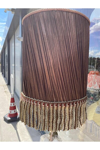 artsondekorasyon Çikolata Kahve Işıltılı Silindir Lambader, El İşçiliğidir. (165cm)