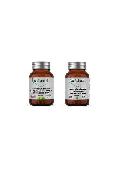 VeNatura Iron Bisglycinate And C 90 Capsules + Magnesium Citrate And P5p (vitamin B6) 90 Capsules