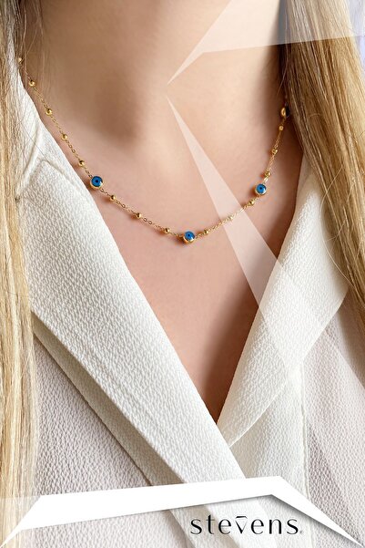 STEVENS Paslanmaz Kararmaz Çelik Nazar Boncuklu Dorikalı Kolye