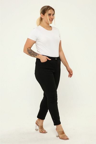 EYLÜL BUTİK Women's Large Size Trousers with Button Detail