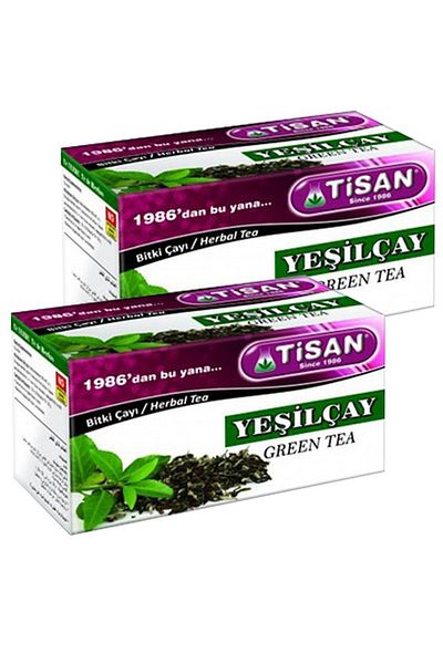 Tisan 2 علبة شاي أخضر شاي أخضر 20 كيسًا مفلترًا × 2