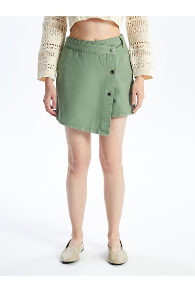 Dexia N009064 - Μίνι τζιν σορτς ίσια φούστα - Χακί