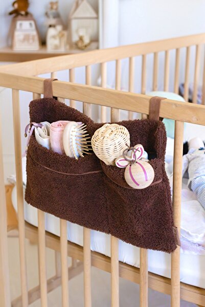 HAMUR Practical Hanging Organizer Baby Stroller Crib Edge Wellsoft Organizer Brown