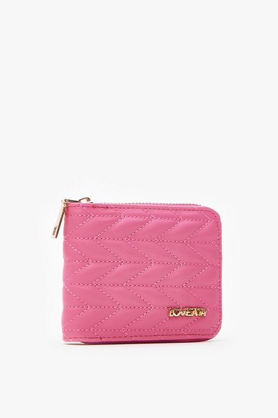 LOVENTA Embroidery Patterned Zippered Fuchsia Women's Wallet Belt
