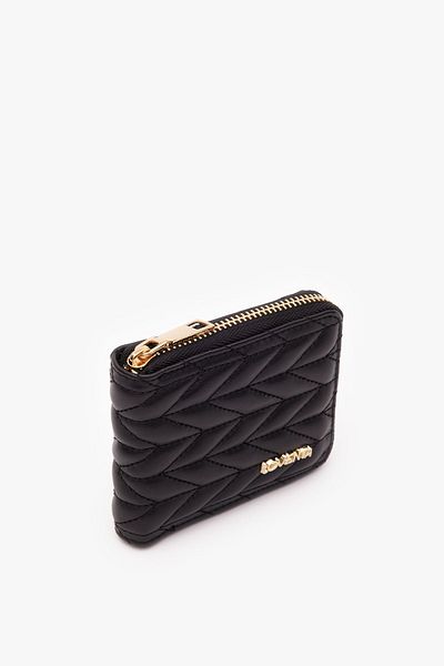 LOVENTA Embroidery Patterned Zippered Black Women's Wallet Belt