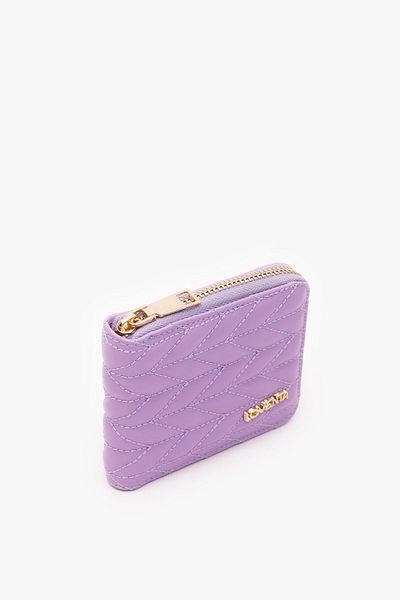 LOVENTA Embroidery Patterned Zippered Lilac Women's Wallet Belt
