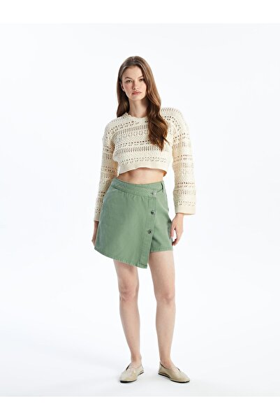 Dexia N009064 - Μίνι τζιν σορτς ίσια φούστα - Χακί