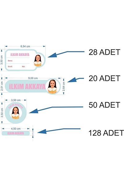 AKSE DESIGN PRINT Kişiye Özel Fotoğraflı Veya Karakterli Kreş - Okul Etiketi ...
