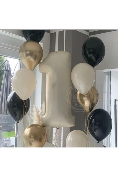 Öztürkpartievi 1 Year Old Satin Cream Color Number Foil Balloon