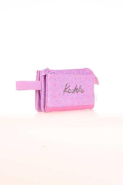 KAUKKO Lilac Hearts Patterned Accordion Hat Pencil Bag - K2675