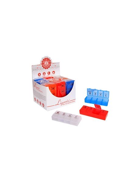 Ligorix 4 Compartment Daily Medicine Storage Box
