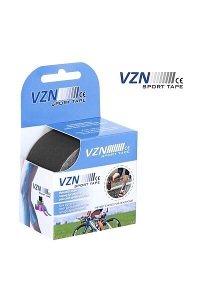 VZN شريط كينيسيو الرياضي الأسود - شريط ألم 5 متر × 5 سم
