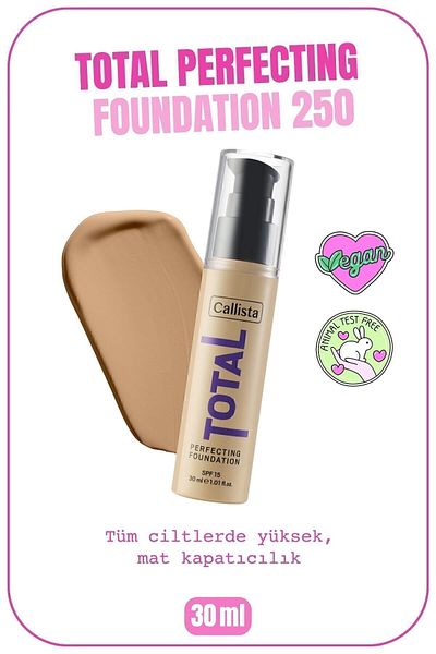 Callista كريم أساس مكثف بمعامل حماية من الشمس SPF 15 ذو لمسة نهائية غير لامعة - 250 ساند - بيج داكن