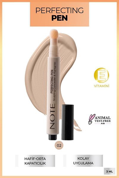 NOTE Perfecting Pen Illuminating Effect Pen under Eye Concealer - 02 Warm Rose