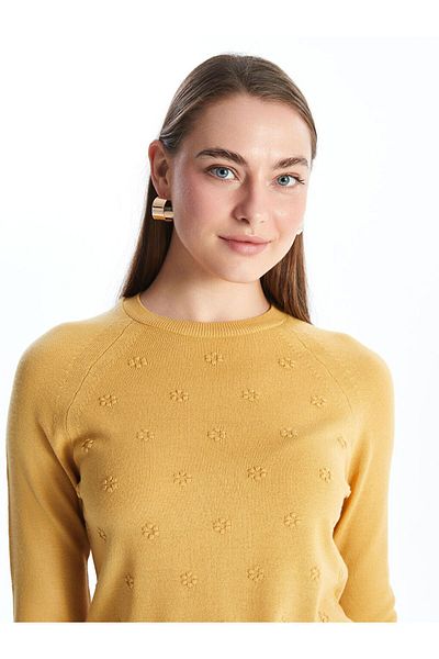 LC Waikiki Crew Neck Self Print Long Sleeve Women's Knitwear Sweater - W40466Z8