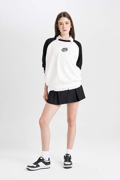 DeFacto Coool Loose Fit Sweatshirt mit Farbblock-Aufdruck und Rundhalsausschnitt 3184901