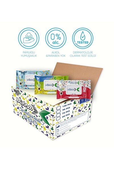 Minnax Islak Mendil 120li 12 Paket (12X120 1440 Yaprak)