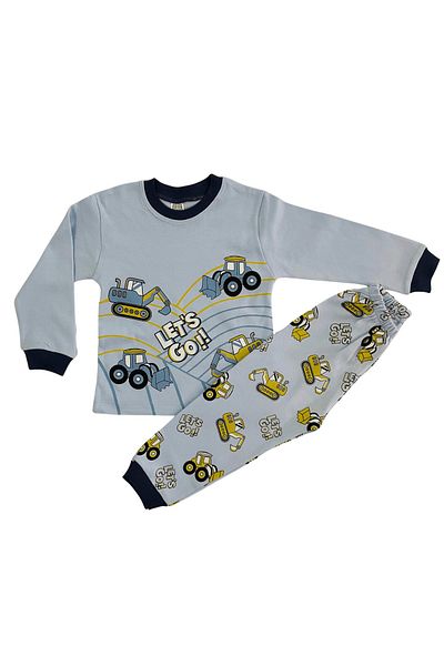 lillia kids 100% Organic Cotton Casual Pajamas Set for Boy - Long Sleeve and Business Machine Printed