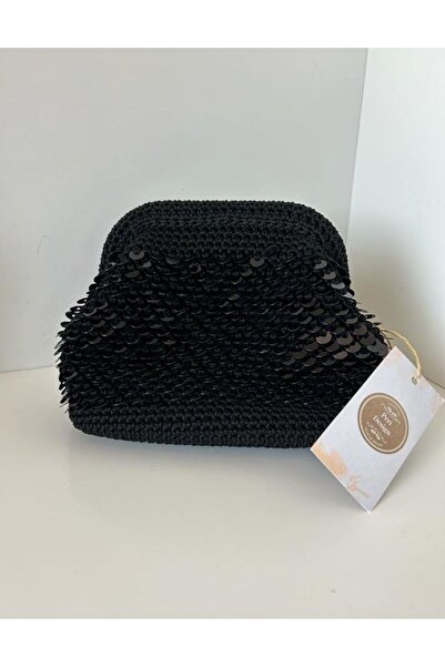 PeriStore Pullu Abiye Çanta El Örmesi 20x17cm Astarlı