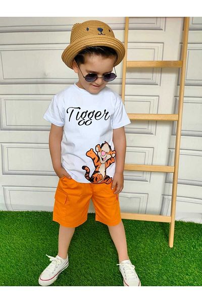 BERFONZO KIDS Boy's Shorts Set - TIGER APPLICATED