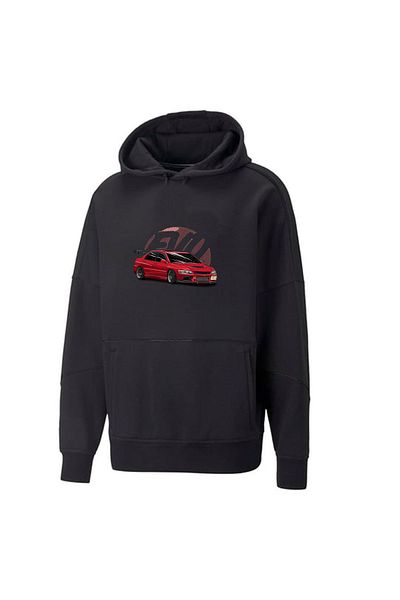 JDM Цветен суитшърт с качулка и щампа на кола