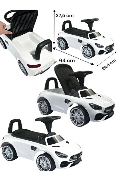 BYCEGU 8036  BEYAZ RENK MÜZİKLİ KORNALI PEDALSIZ BEBEK ARABASI OYUNCAK BİNİLE...