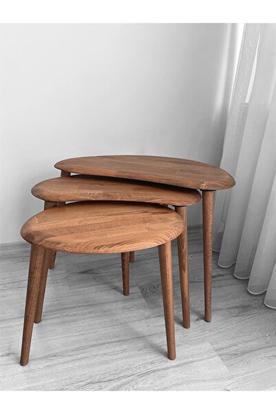 Home Trend Ceviz Doğal Ahşap Zigon Sehpa Seti