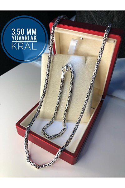 vogutima Erkek Gümüş Set - 3.5mm Yuvarlak Kral Model • Işıklı Kutuda Sevgiliy...