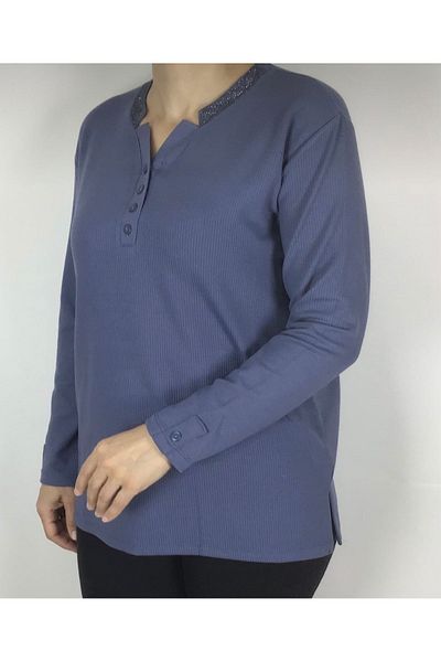 ECE GİYİM Μπλούζα Mother Sport με λεπτομέρεια από πέτρα και κουμπιά