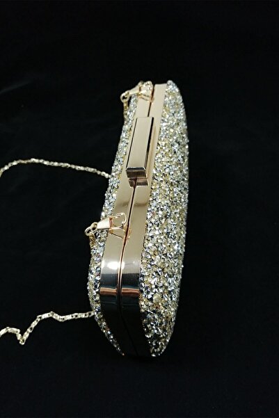 PARKTAN Yakamoz Kadın Altın Taşlı Abiye Clutch Portföy Çanta