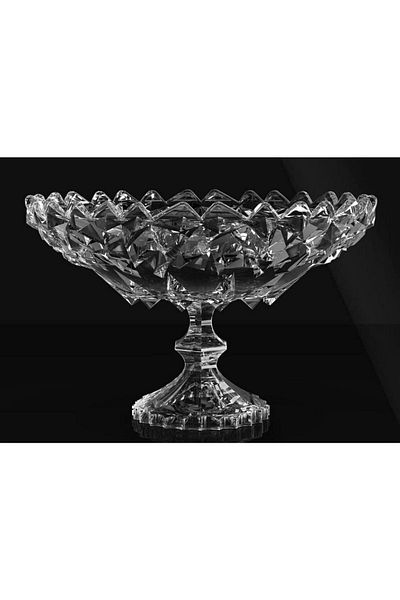Nuria Ev Dekorasyon City Glass Rocks Glass Footed Fruit Bowl