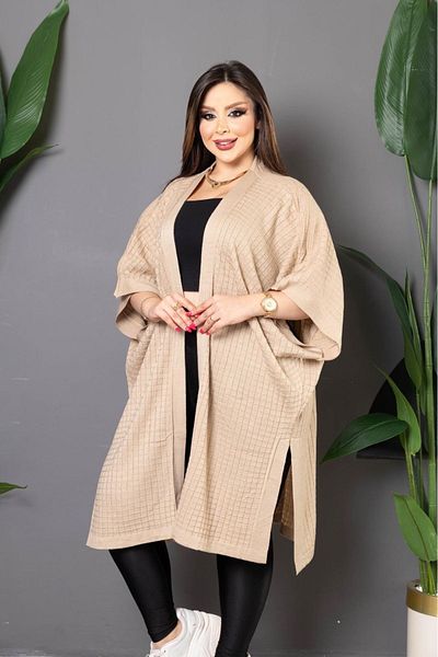 Online Knitwear Cardigan Standard Size Fakir Sleeve Slit Ultra Loose Cardigan