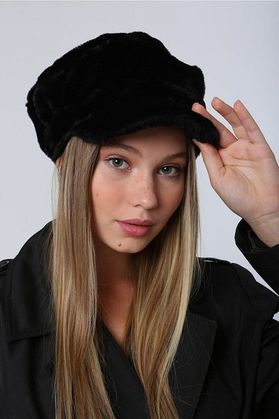 Luminos Butik Winter Black Thick Furry Hat - Warm Fluffy Fur Accessory Spk1128