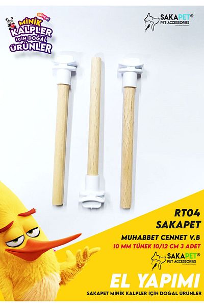 SAKAPET 10mm Bird Perch - 10-12 cm 3 Pcs