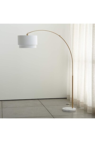 VİSENTE HOME Mermer Ayaklı Şapkalı Metal Lambader