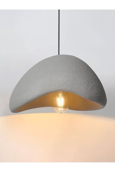 abacıshop Modern Tasarım Beton Tekli Sarkıt Avize Wabi Sabi İskandinav 350 mm Çap