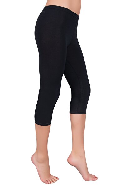 Genel Markalar Ersoy Penye Likralı Bermuda Kapri Tayt Siyah