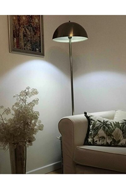 VİSENTE HOME Mantar Aydınlatma Seti Lambader Ve Abajur Metal Dekoratif Gold Parlak