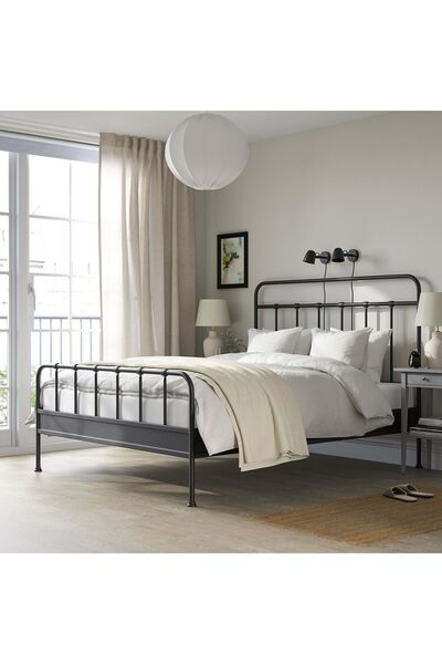 IKEA Çift Kişilik Karyola, Antrasit, Çelik 160x200 cm