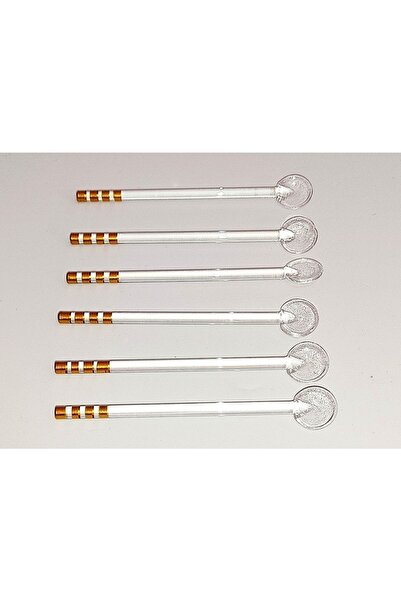 PASTEL DEKOR 6 Lı Gold Cam Çay Kaşığı