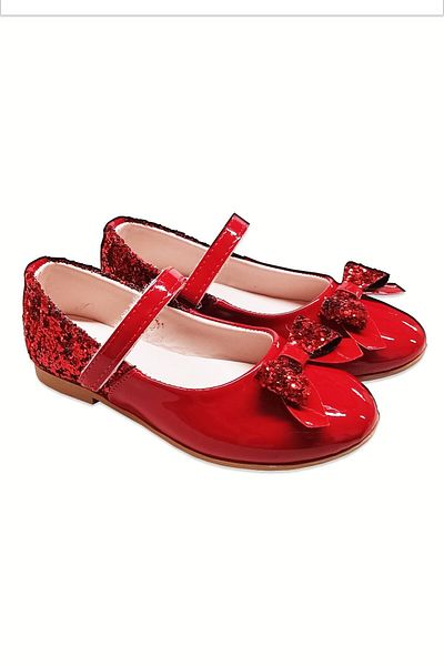 welissa Balerini din piele lacuita rosie - fete, fundite si sclipici