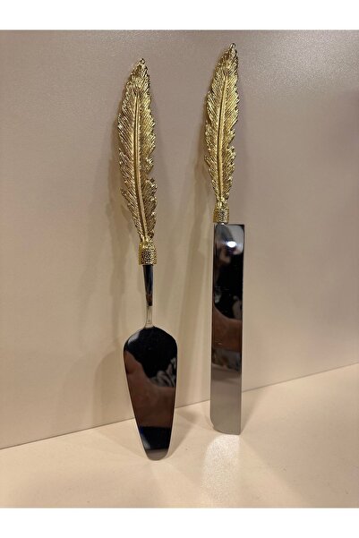 PLUS HOME نموذج أوراق الشجر المكون من قطعتين - مجموعة تقديم مجرفة الكيك والشارب