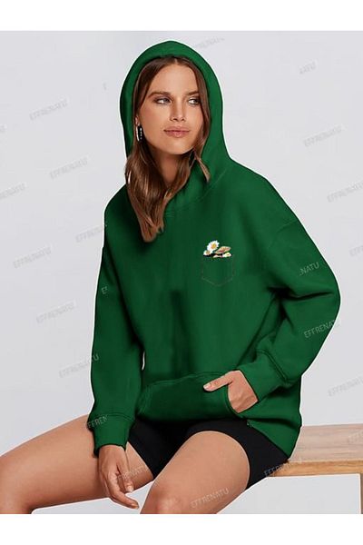 EFFRENATU Women's Large Size Hooded Trendy Sweatshirt