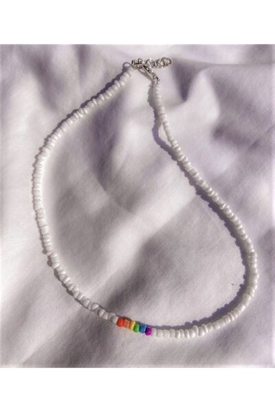 COOL&RELAX Handmade White Sand Bead Rainbow Necklace