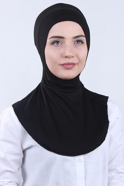 Lerra Hijab Practical Neck Collar Hijab Bonnet Black