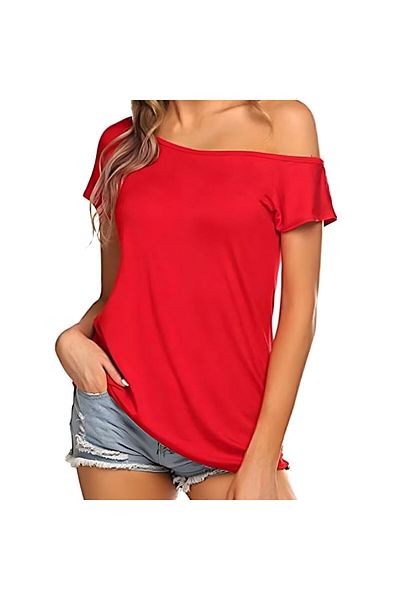 Lucky Line Single Shoulder Asymmetric Cut Viscose Women's Blouse - Daily Casual